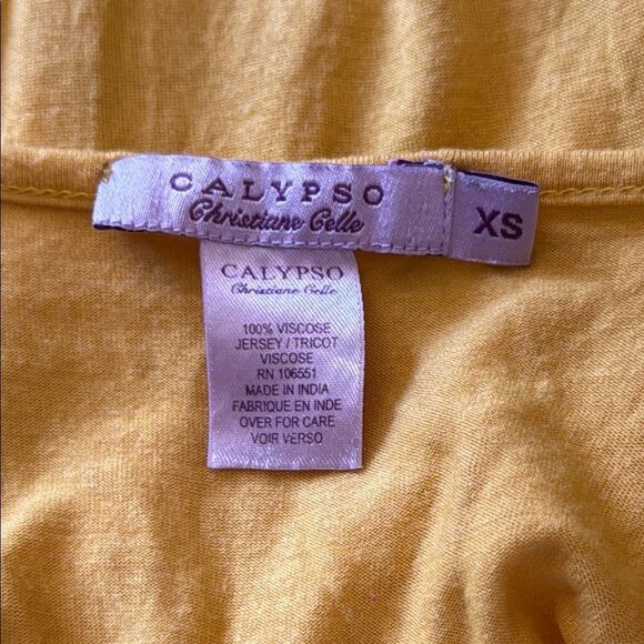 Calypso Christiane Celle Boho Tankโ Top Small Yellow Lace Trim Flowy Summer - Picture 3 of 9
